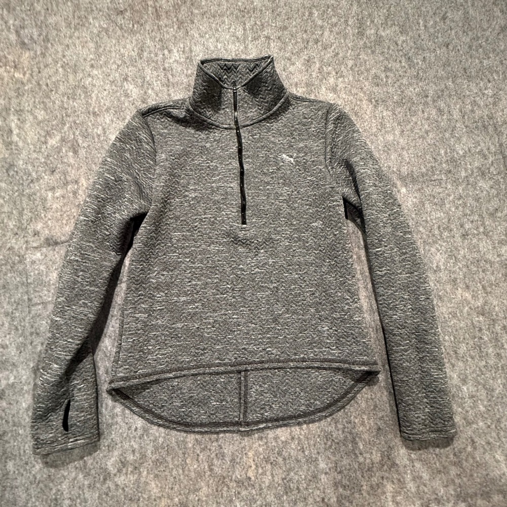 Puma Warm Cell Women Gray‎ Quilted Quarter Zip Pullover Sweatshirt Size M